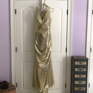 Gold sequins prom gown